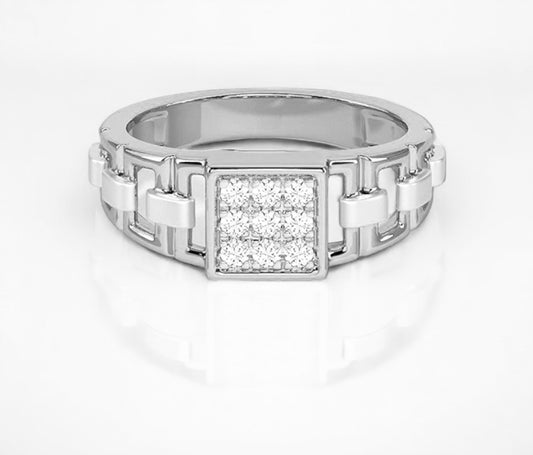 INTERLINK FIX CHAIN 925 SILVER DIAMOND RING