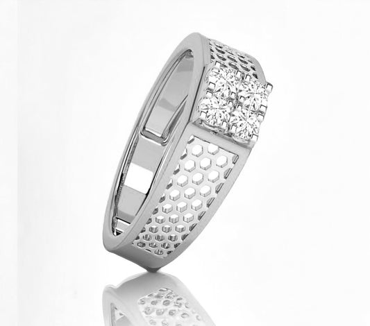 HONEYCOMB NET DESIGN 925 SILVER MENS DIAMOND RING