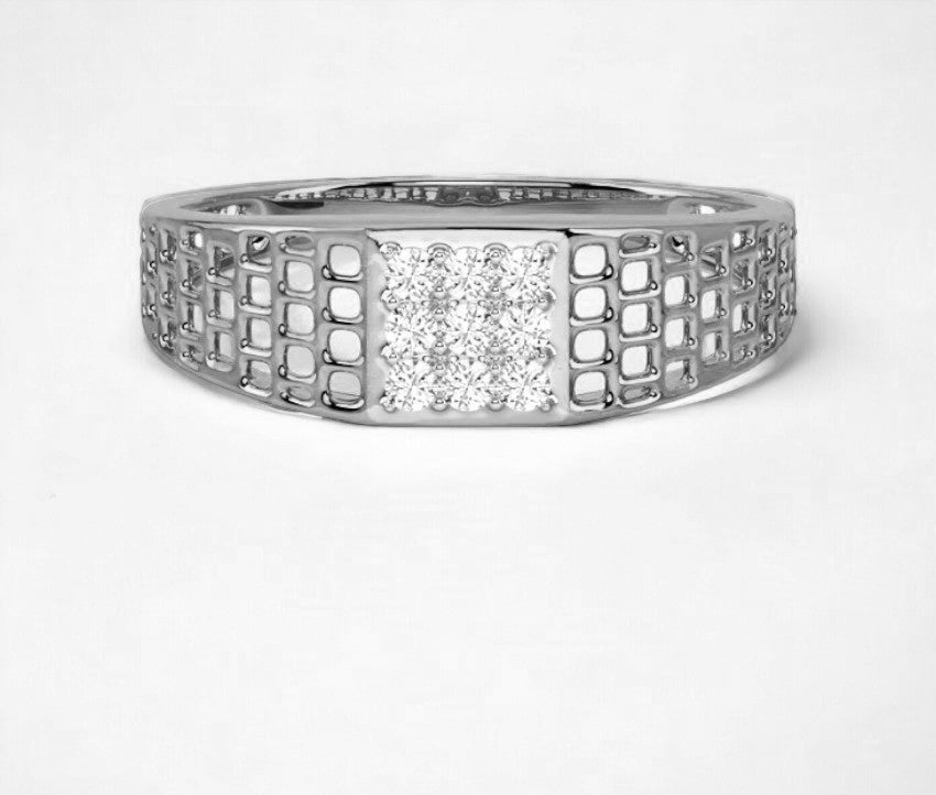 SQUARE SHAPE NET SETERLING SILVER DIAMOND RING
