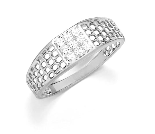 SQUARE SHAPE NET SETERLING SILVER DIAMOND RING