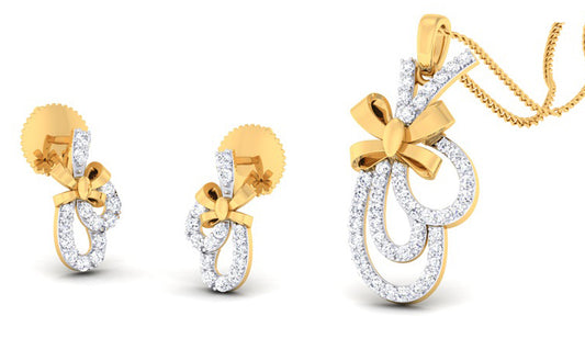 BOW TIE FANCY SHAPE DIAMOND PENDANT SET