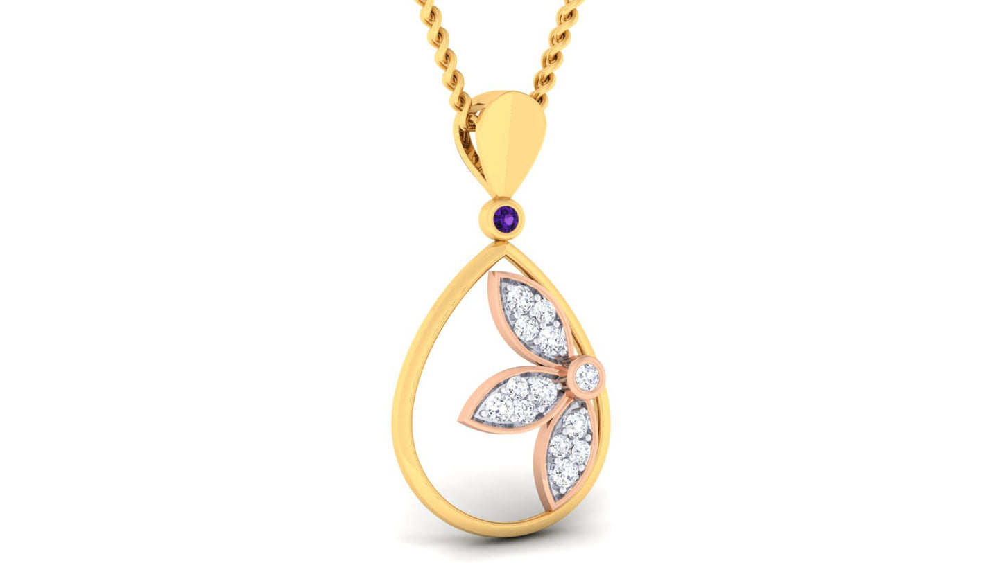 PEAR DROP WITH LEAF DIAMOND PENDANT SET