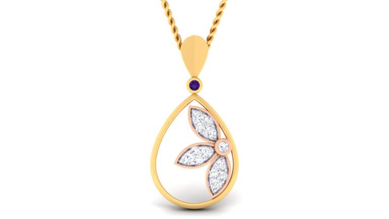 PEAR DROP WITH LEAF DIAMOND PENDANT SET
