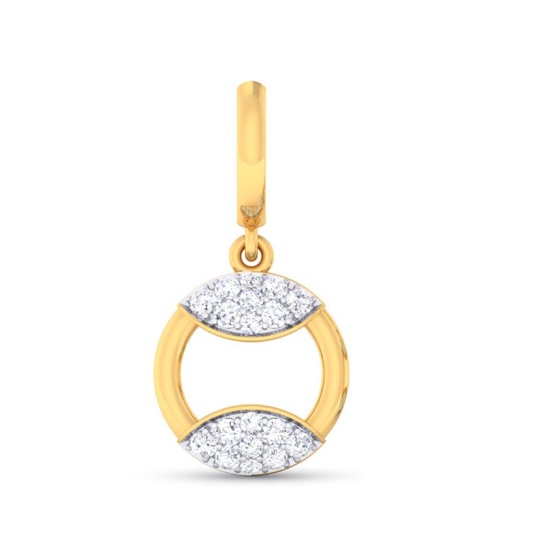 925 SILVER GOLD PLATED ROUND SHAPE DIAMOND PENDANT SET
