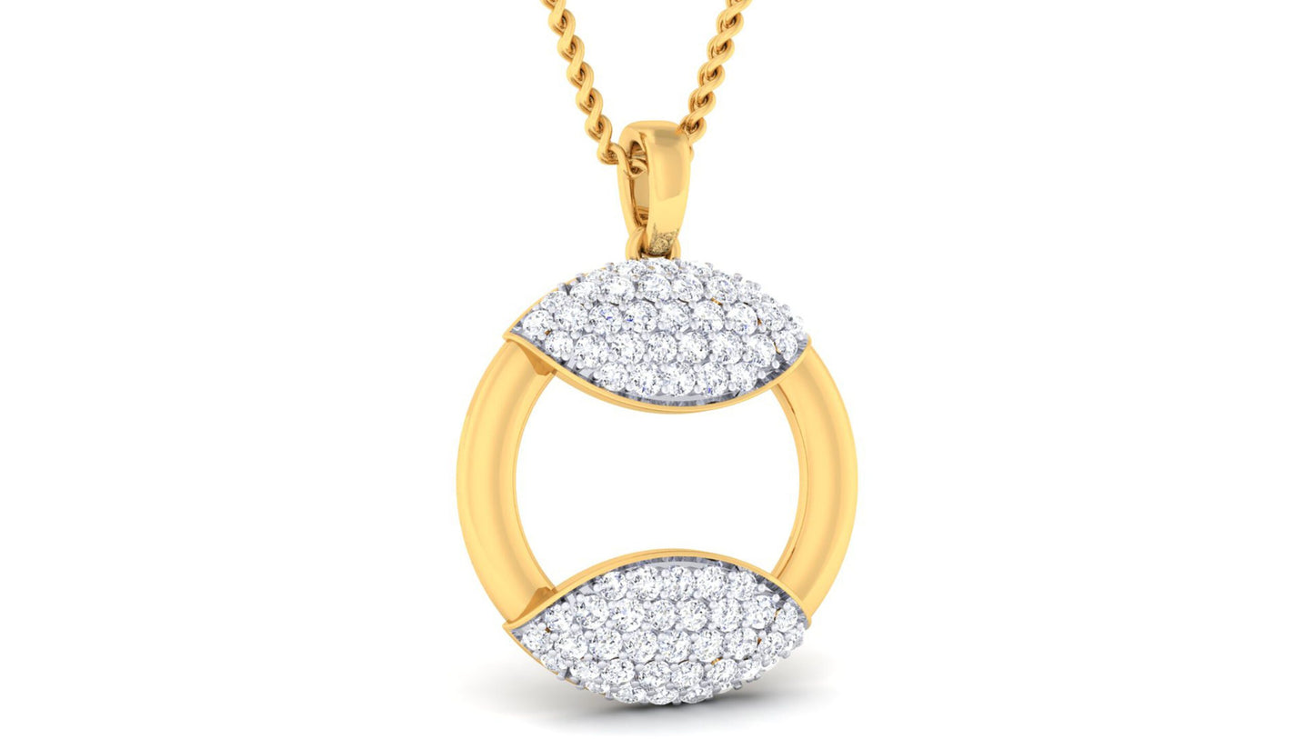 925 SILVER GOLD PLATED ROUND SHAPE DIAMOND PENDANT SET