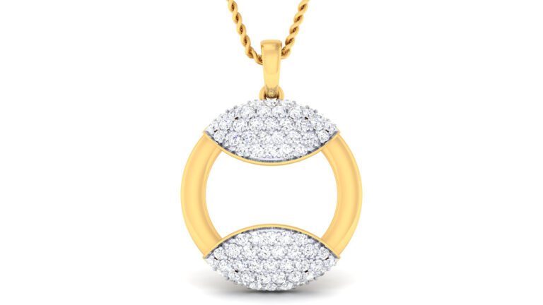 925 SILVER GOLD PLATED ROUND SHAPE DIAMOND PENDANT SET