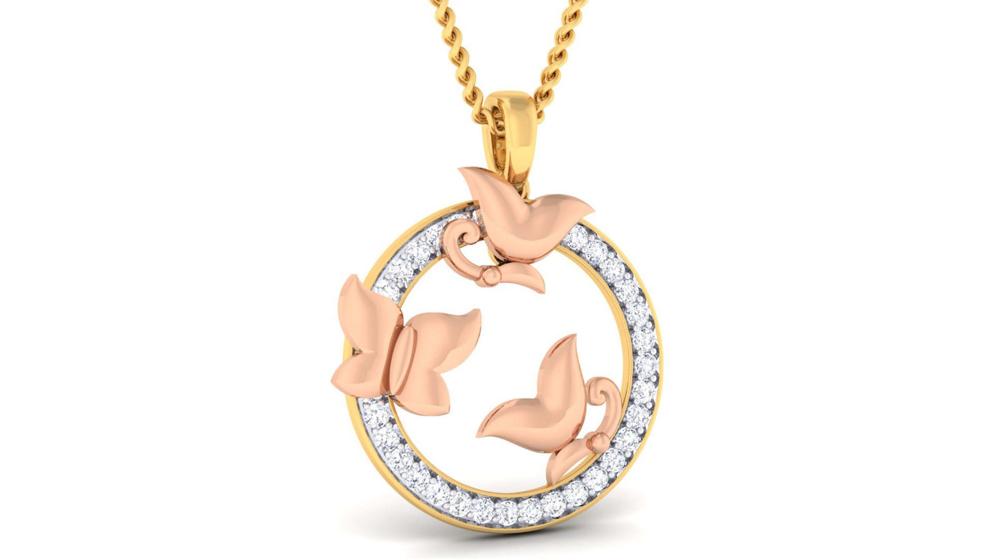 BUTTERFLY ROUND SHAPE PENDANT SET