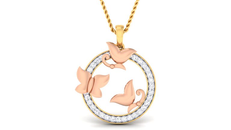 BUTTERFLY ROUND SHAPE PENDANT SET