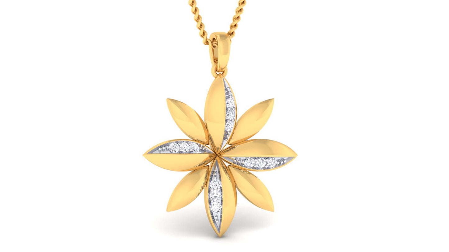 STAR AND FLOWER SHAPE GOLD PLATED DIAMOND PENDANT SET