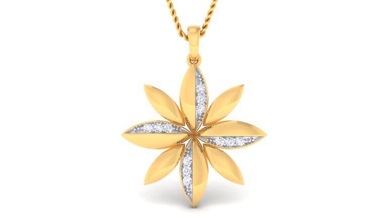 STAR AND FLOWER SHAPE GOLD PLATED DIAMOND PENDANT SET