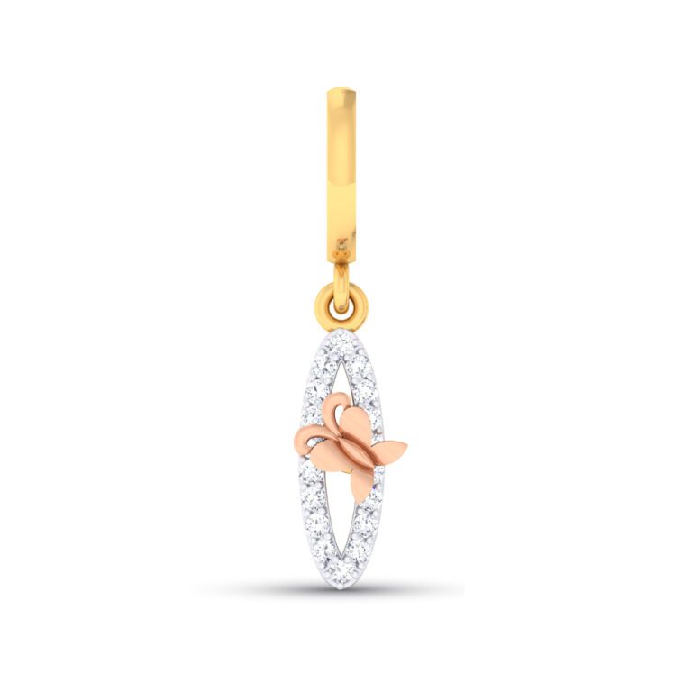 SHARP LONG OVAL SHAPE BUTTERFLY GOLD DIAMOND PENDANT SET