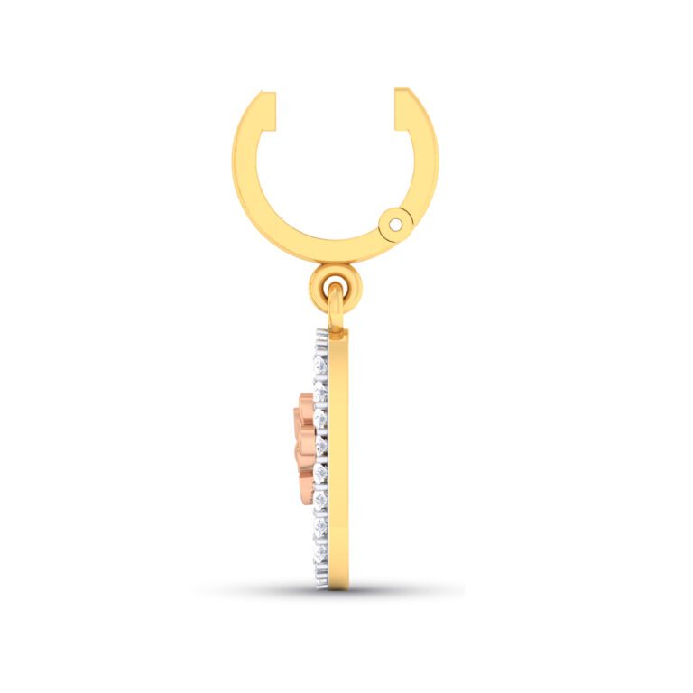 SHARP LONG OVAL SHAPE BUTTERFLY GOLD DIAMOND PENDANT SET