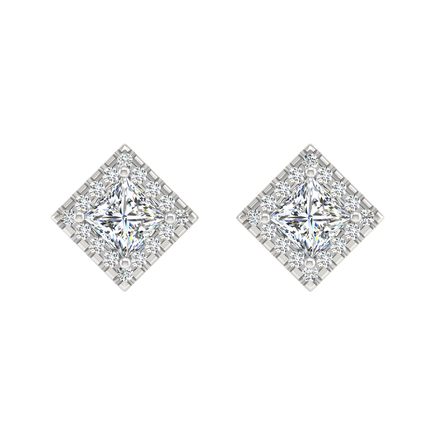HOLA DESIGN 1 CARAT PRINCESS CUT DIAMOND EARRING