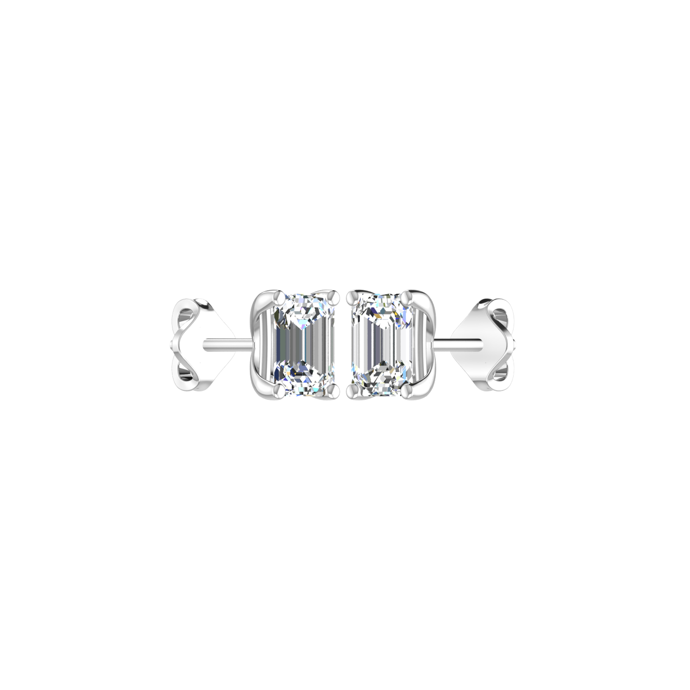 4 PRONG SMOUTH EDGE 0.25 CARAT EMERALD CUT DIAMOND EARRING