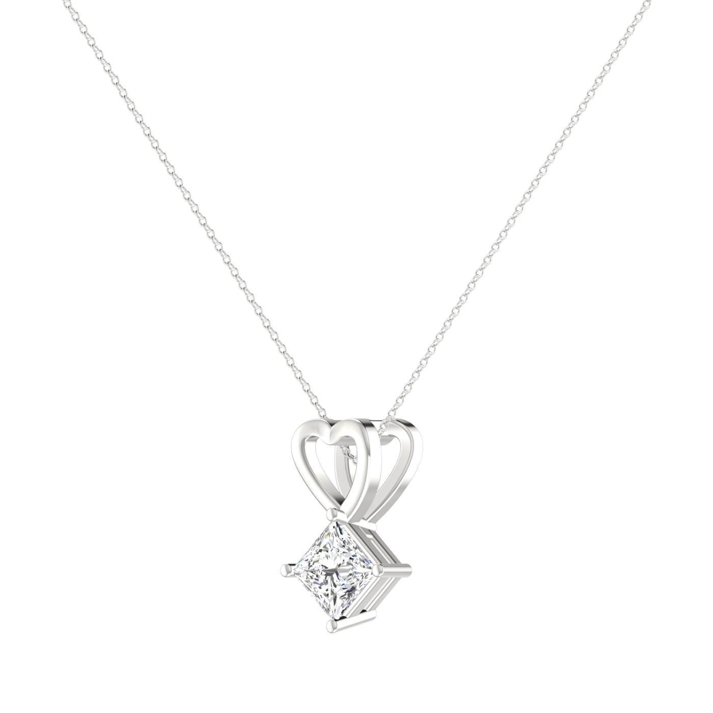 1 CT 4 PRONG PRINCESS SOLITAIRE NECKLACE