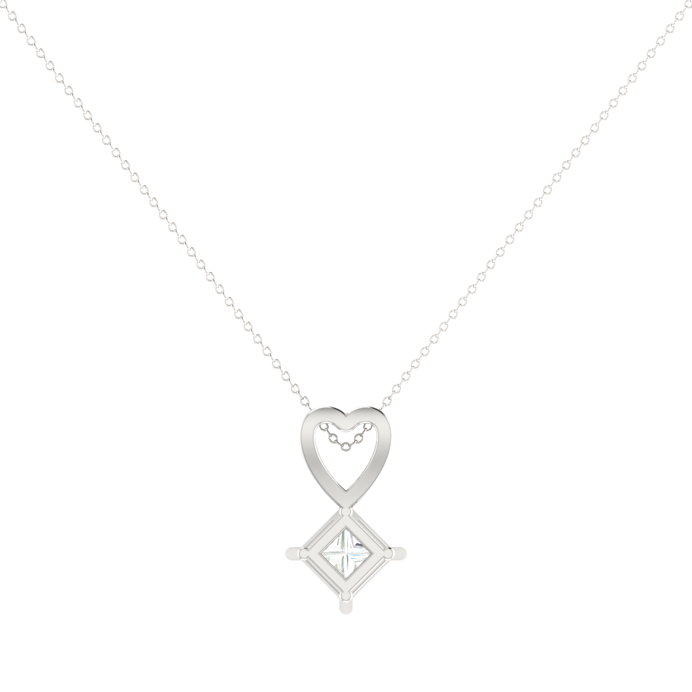1 CT 4 PRONG PRINCESS SOLITAIRE NECKLACE