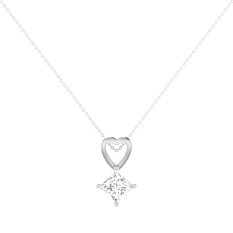 1 CT 4 PRONG PRINCESS SOLITAIRE NECKLACE