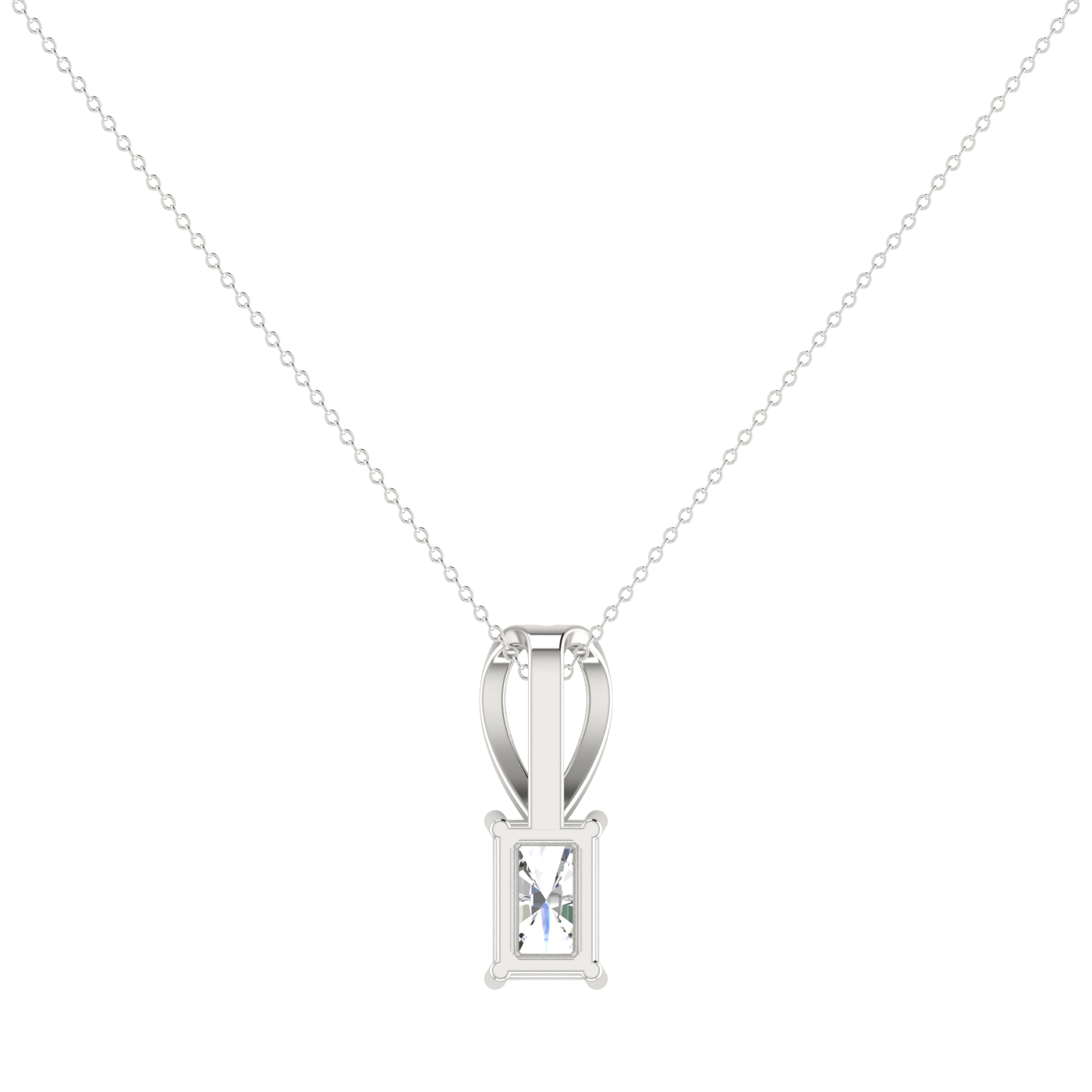 1 CARAT 4 PRONG EMERALD SOLITAIRE NECKLACE