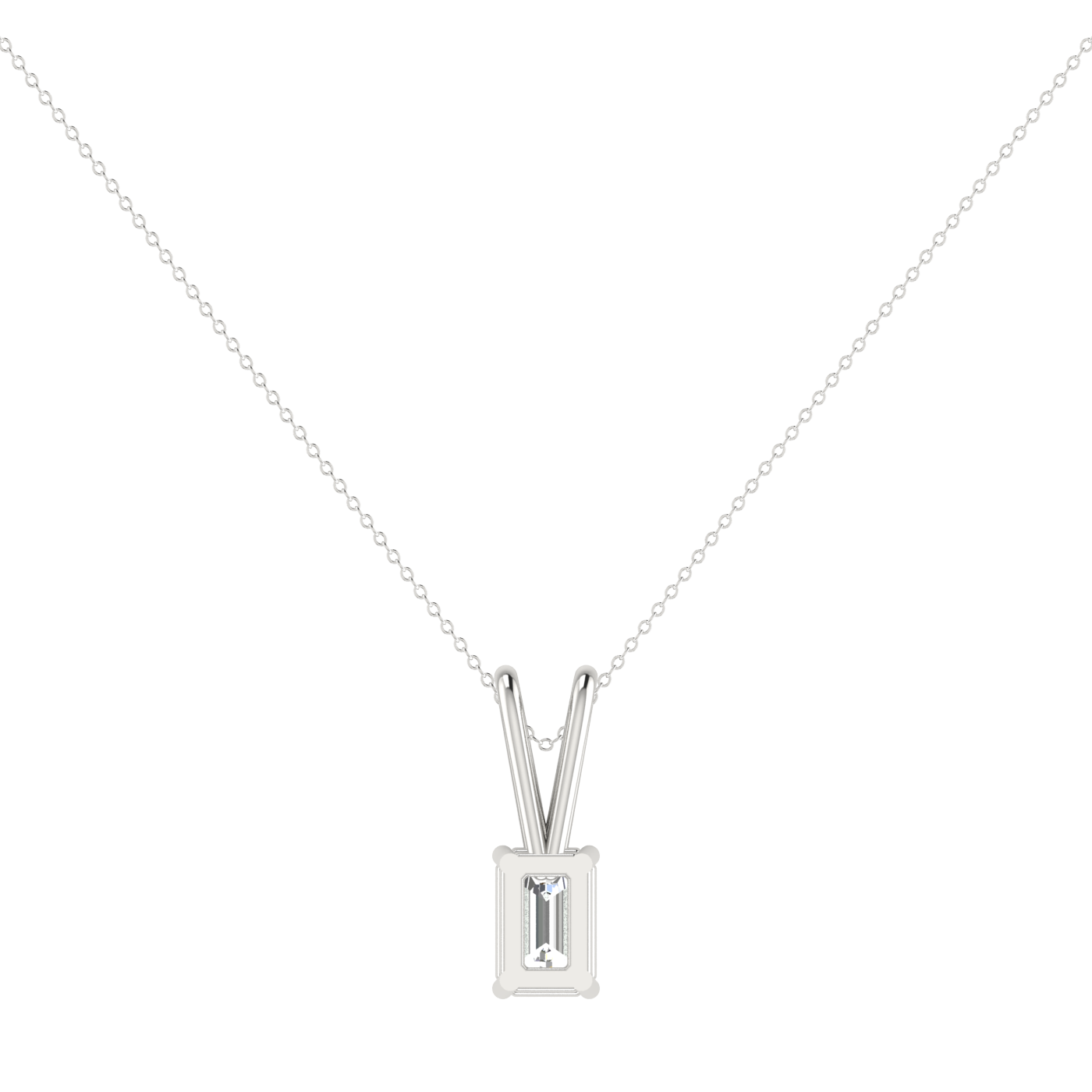 1 CARAT 4 PRONG EMERALD SOLITAIRE NECKLACE