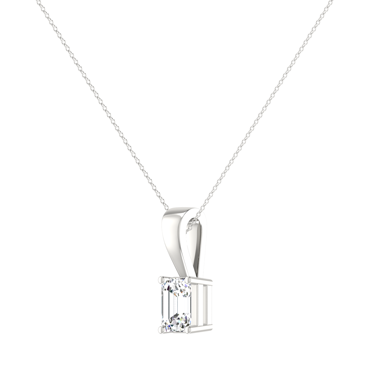 BEAUTIFUL 1 CARAT EMERALD CUT WHITE DIAMOND PENDANT