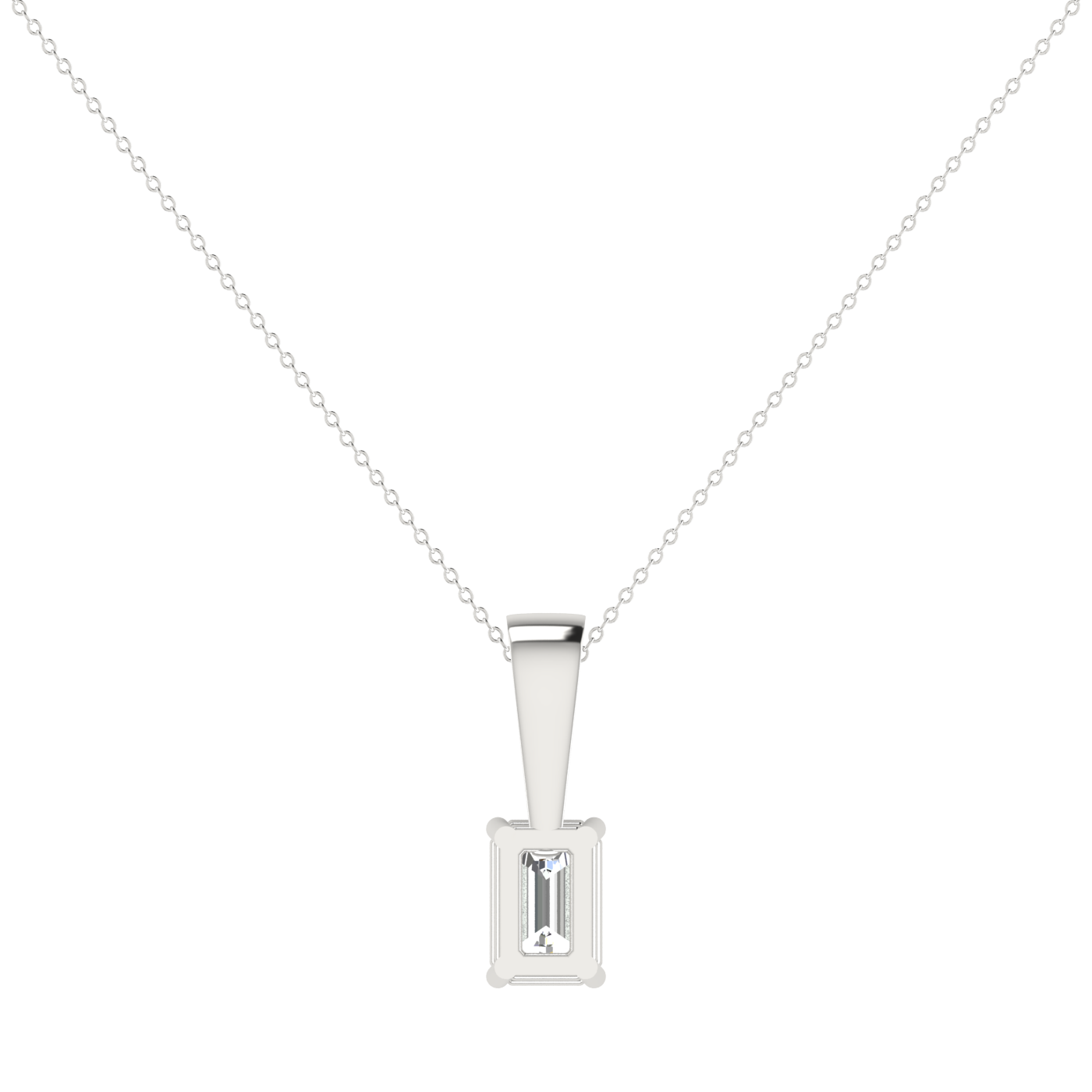 BEAUTIFUL 1 CARAT EMERALD CUT WHITE DIAMOND PENDANT
