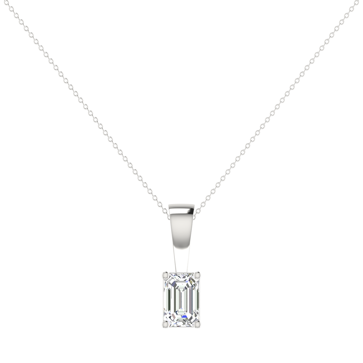 BEAUTIFUL 1 CARAT EMERALD CUT WHITE DIAMOND PENDANT