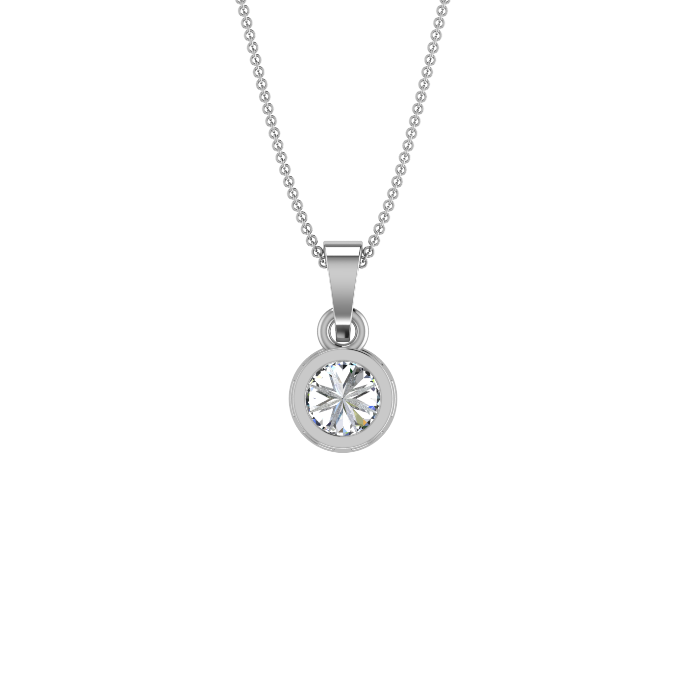 1 CARAT BEZEL SET ROUND DIAMOND NECKLACE