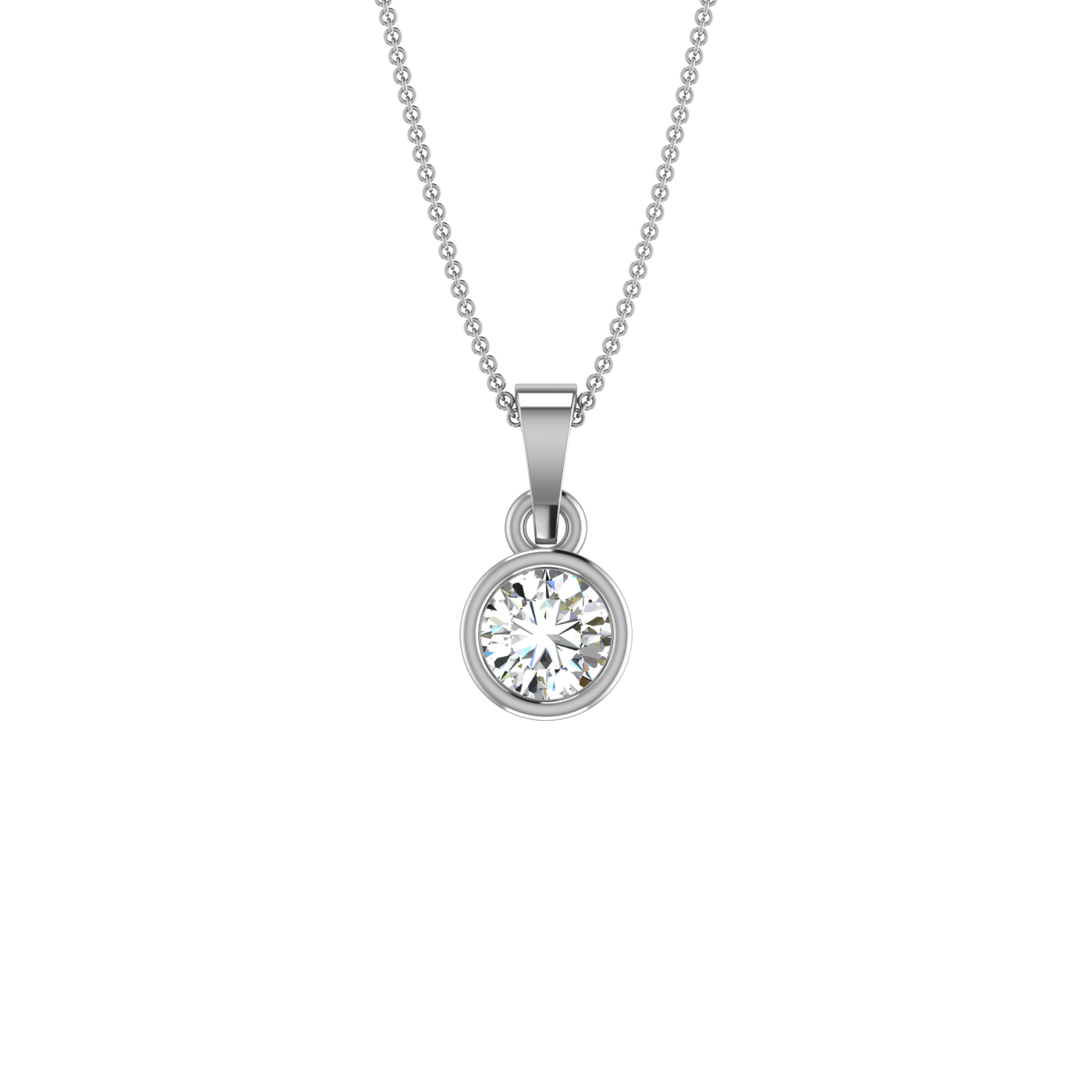 1 CARAT BEZEL SET ROUND DIAMOND NECKLACE