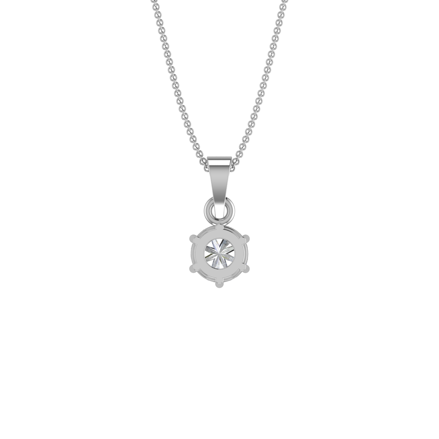 6 Prong Basket Round Lab Created Diamond Solitaire Necklace