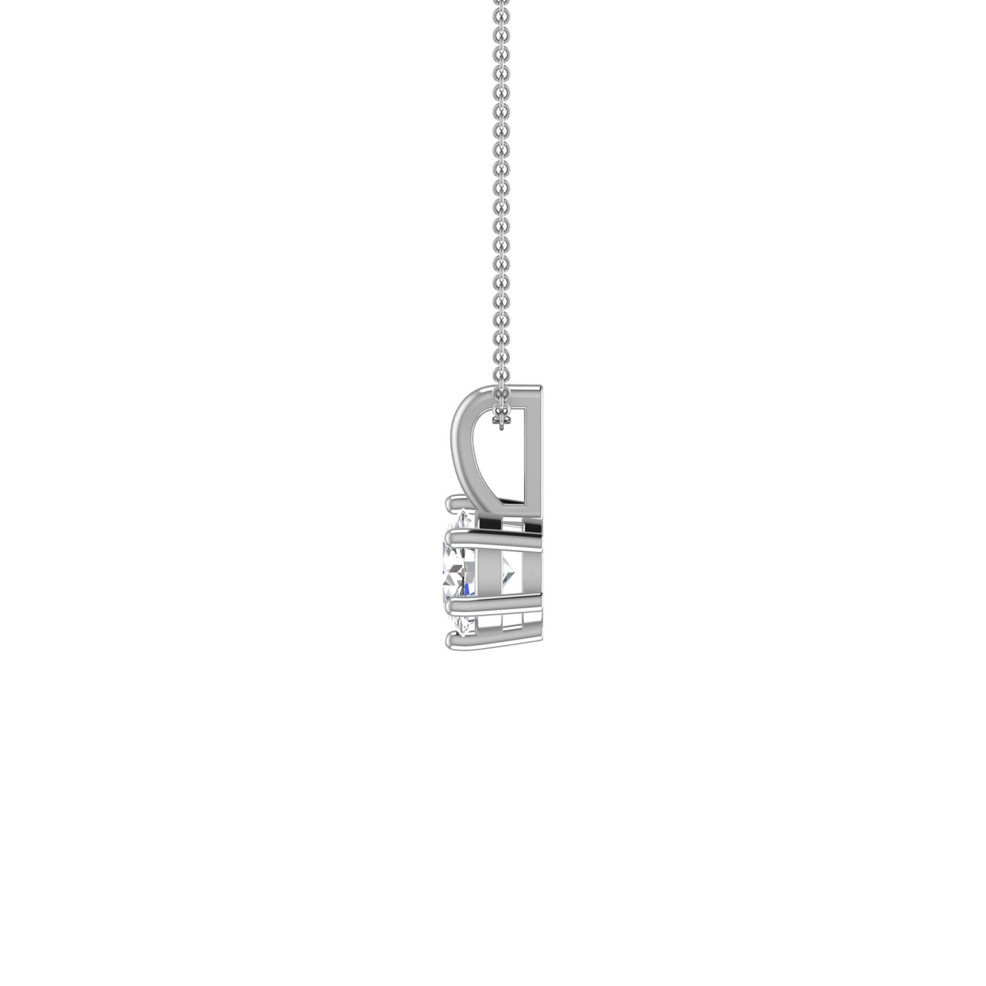 6 Prong Basket Round Diamond Solitaire Necklace