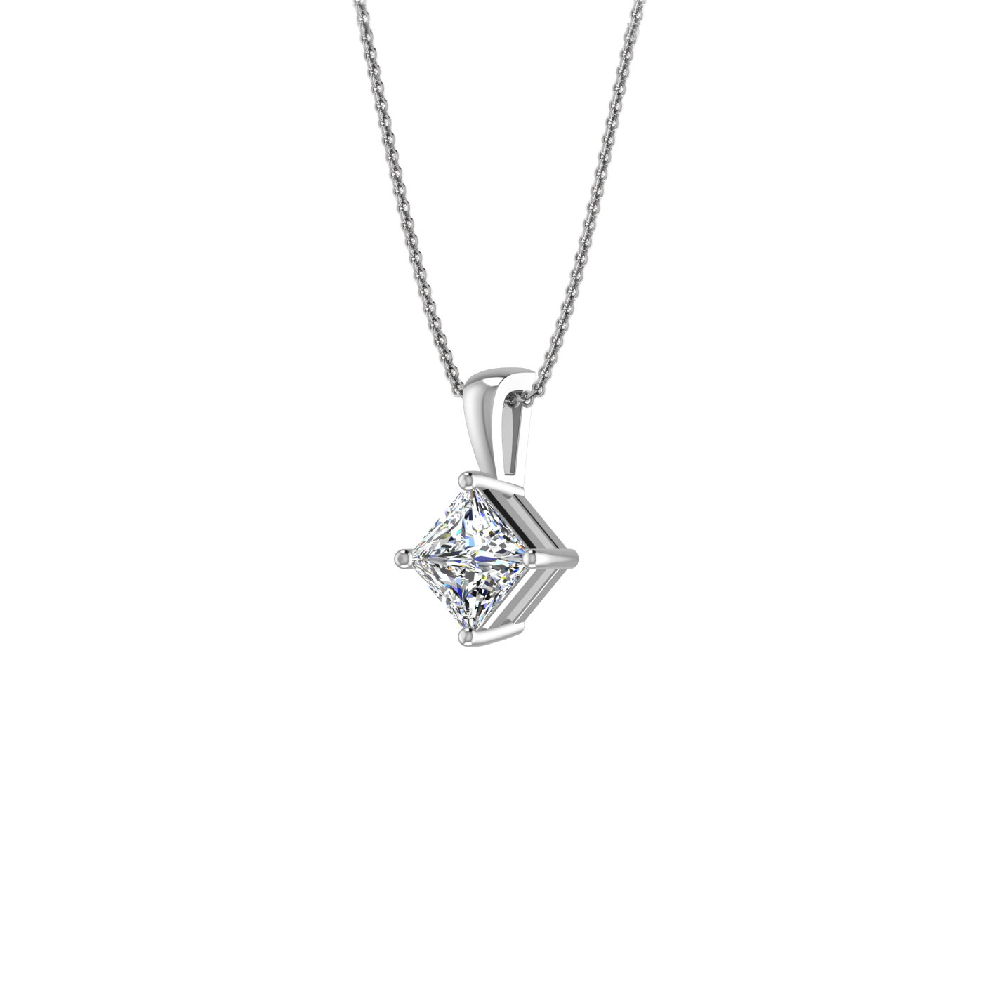 1 CARAT PRINCESS CUT DIAMOND SOLITAIRE PENDANT