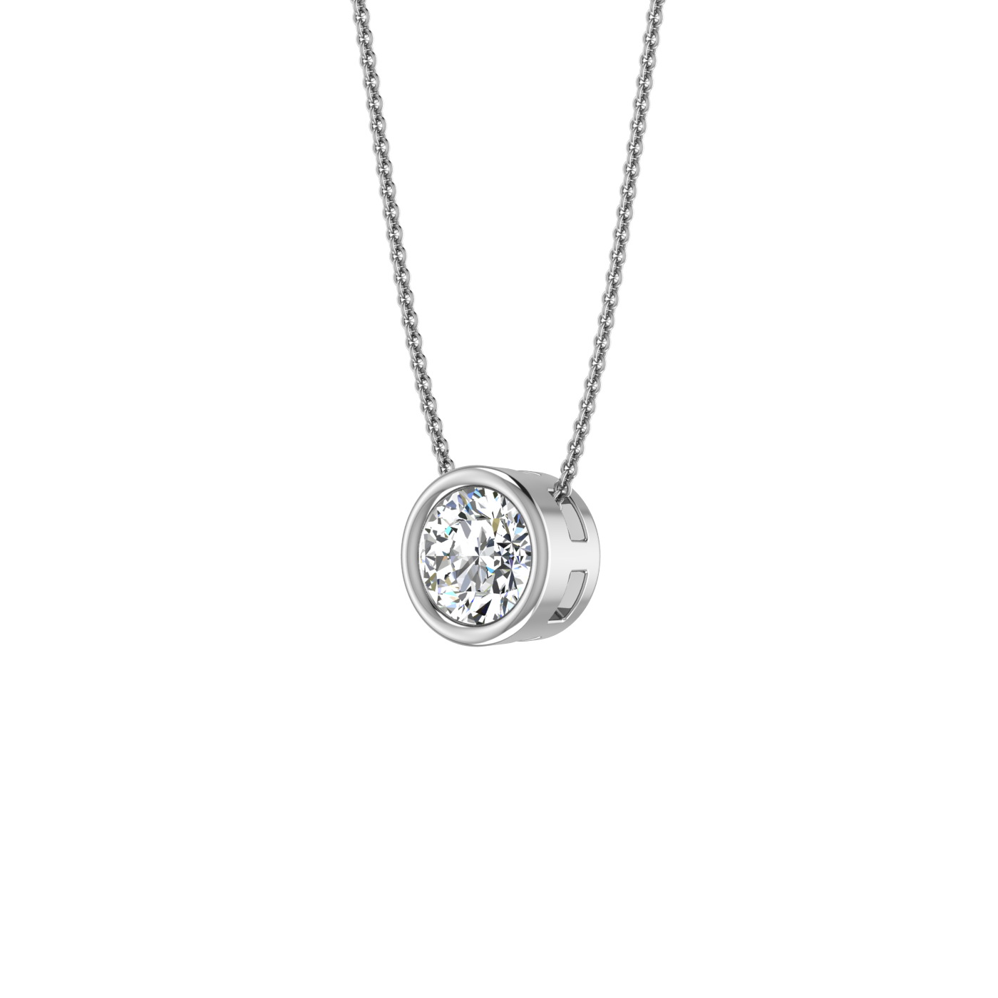 CLASSIC SIMPLE LOOK BEZEL SETTING SOLITAIRE DIAMOND PENDANT