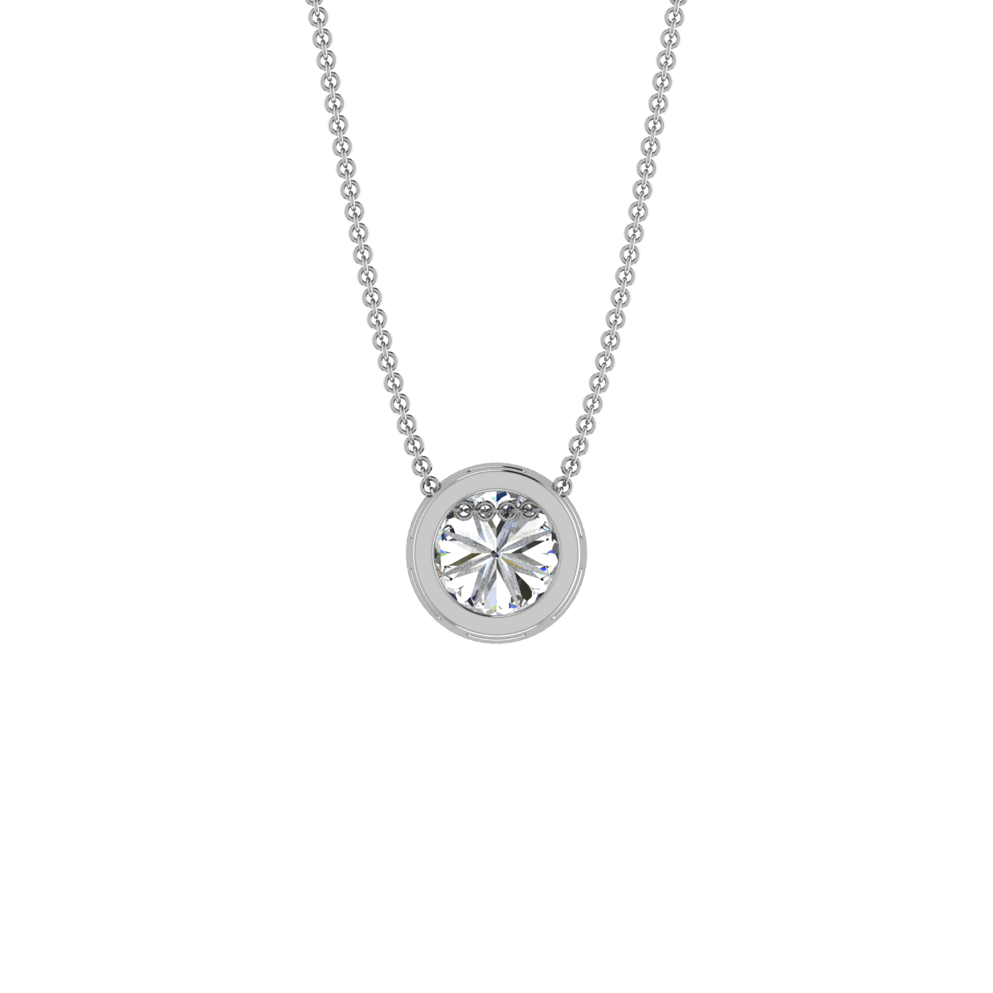 CLASSIC SIMPLE LOOK BEZEL SETTING SOLITAIRE DIAMOND PENDANT