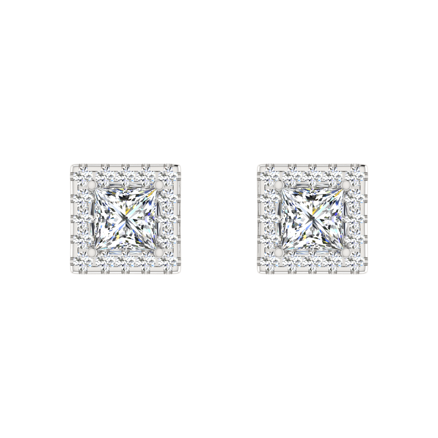 PRINCESS CUT DIAMOND WITH BEZEL BASKET SETTING EARRING
