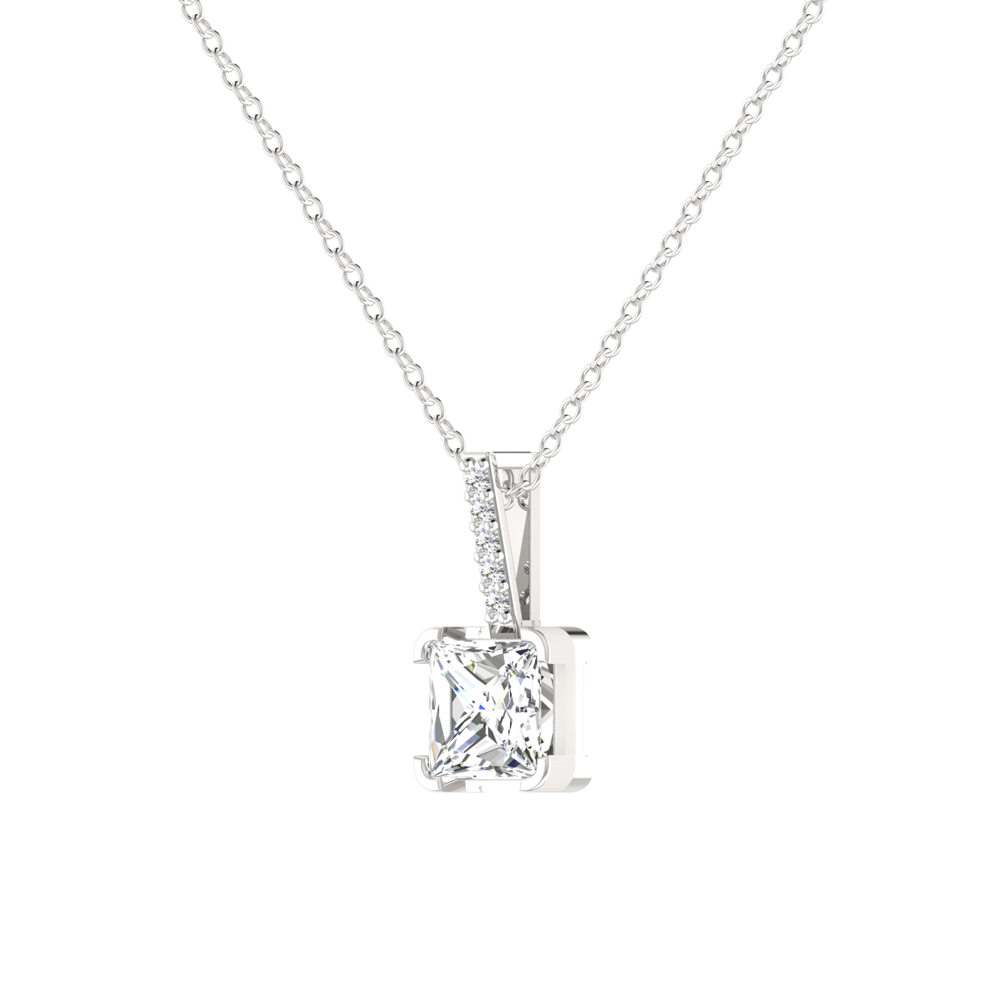 4 PRONG CRISP – CUT CORNERED PRINCESS CUT PENDANT