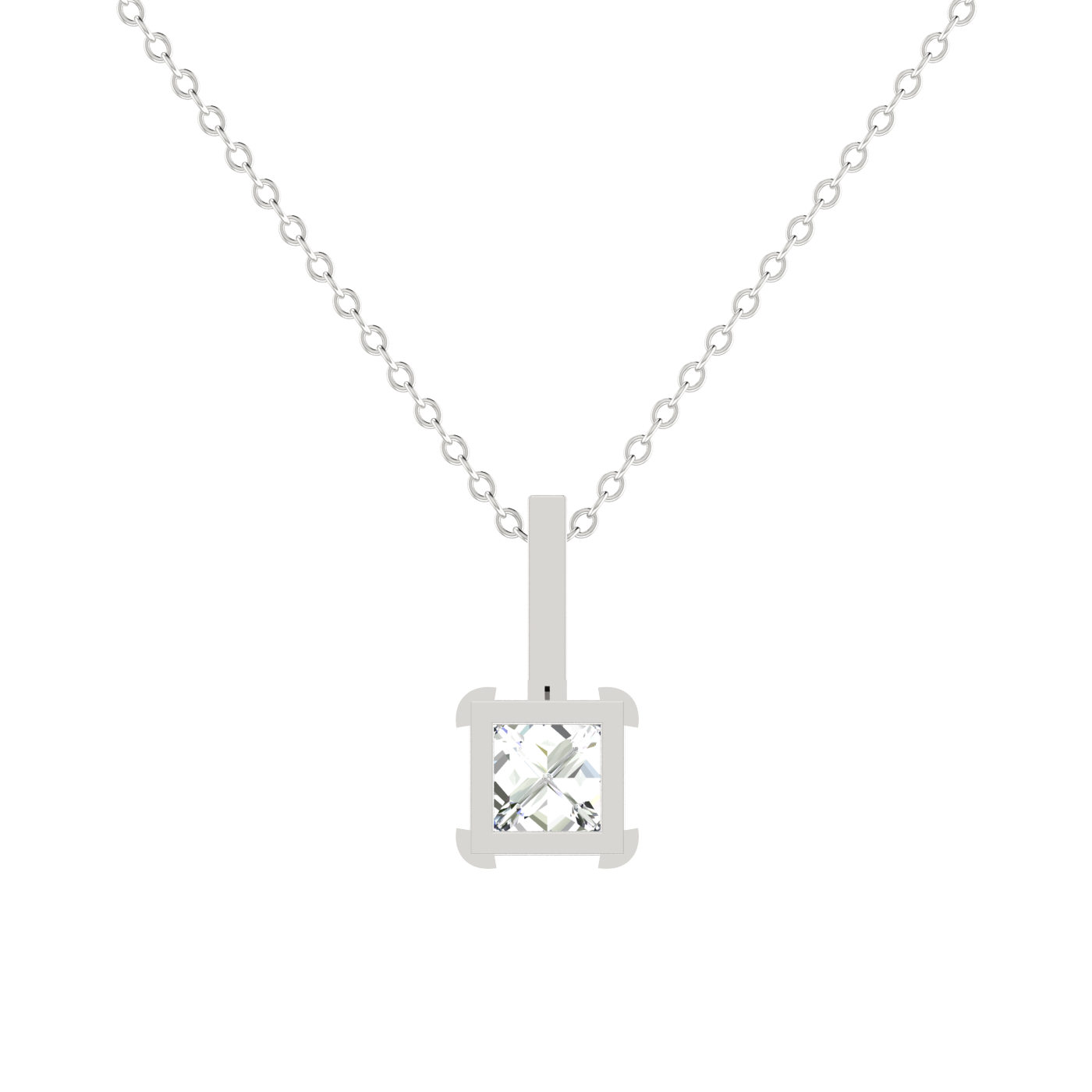 4 PRONG CRISP – CUT CORNERED PRINCESS CUT PENDANT