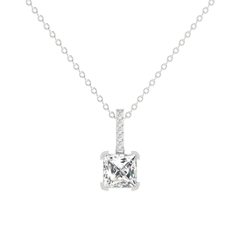 4 PRONG CRISP – CUT CORNERED PRINCESS CUT PENDANT
