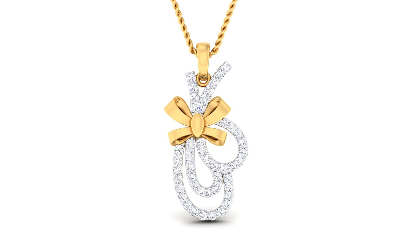 BOW TIE FANCY SHAPE DIAMOND PENDANT SET
