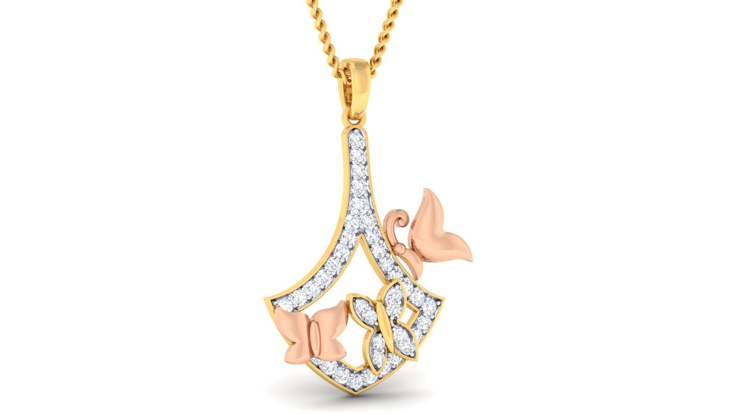 ANCHOR SHAPE GOLD DIAMOND PENDANT SET