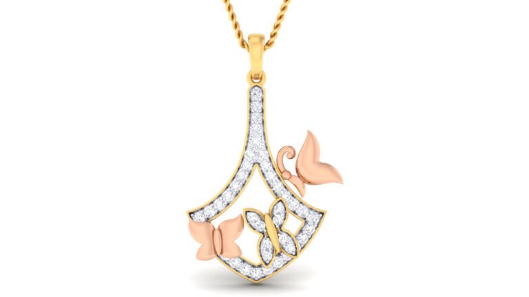 ANCHOR SHAPE GOLD DIAMOND PENDANT SET