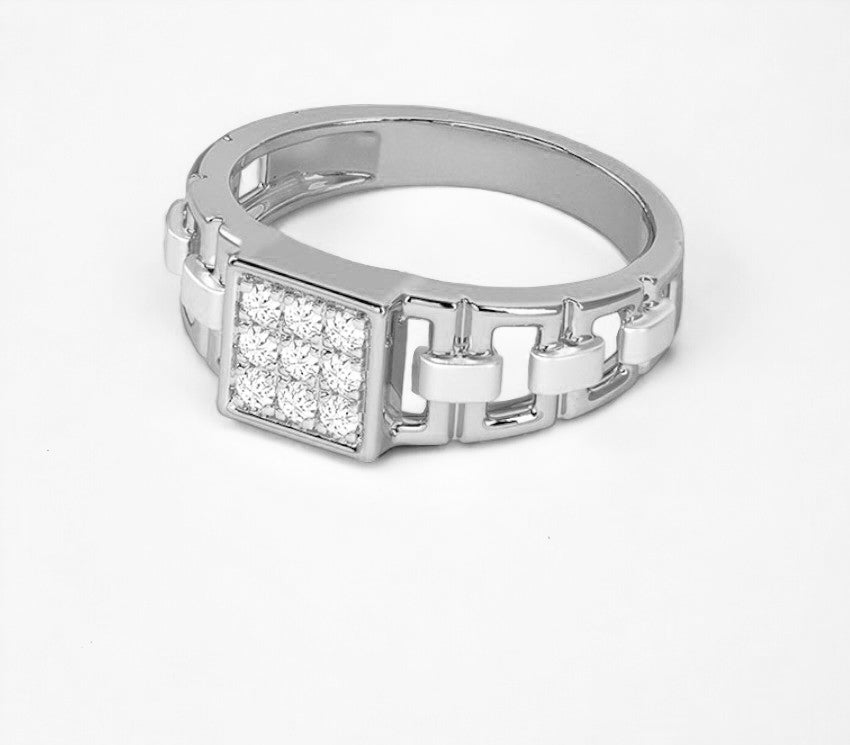 INTERLINK FIX CHAIN 925 SILVER DIAMOND RING