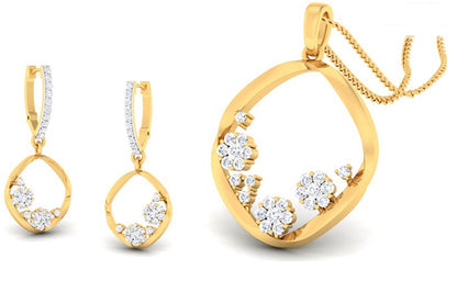 FLORAL DESIGN DIAMOND PENDANT SET