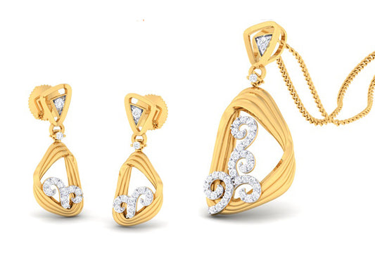 MESHED STREAKS DIAMOND PENDANT SET