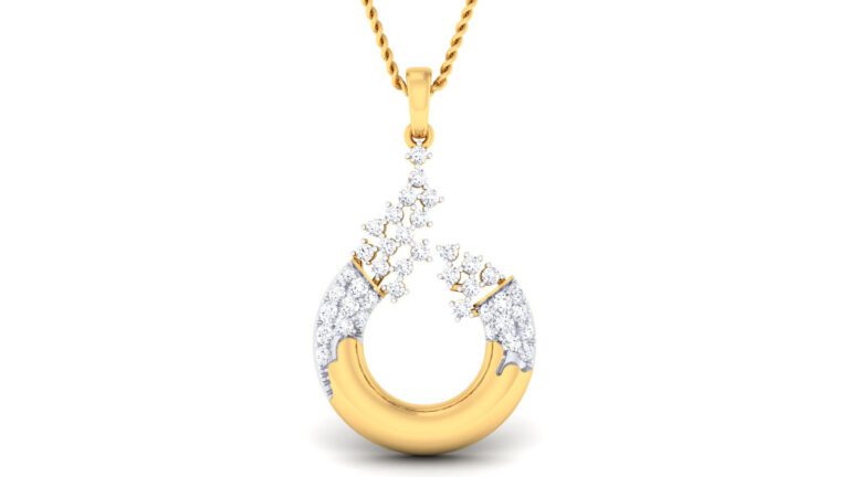 GOLD PLATED SILVER DIAMOND PENDANT SET