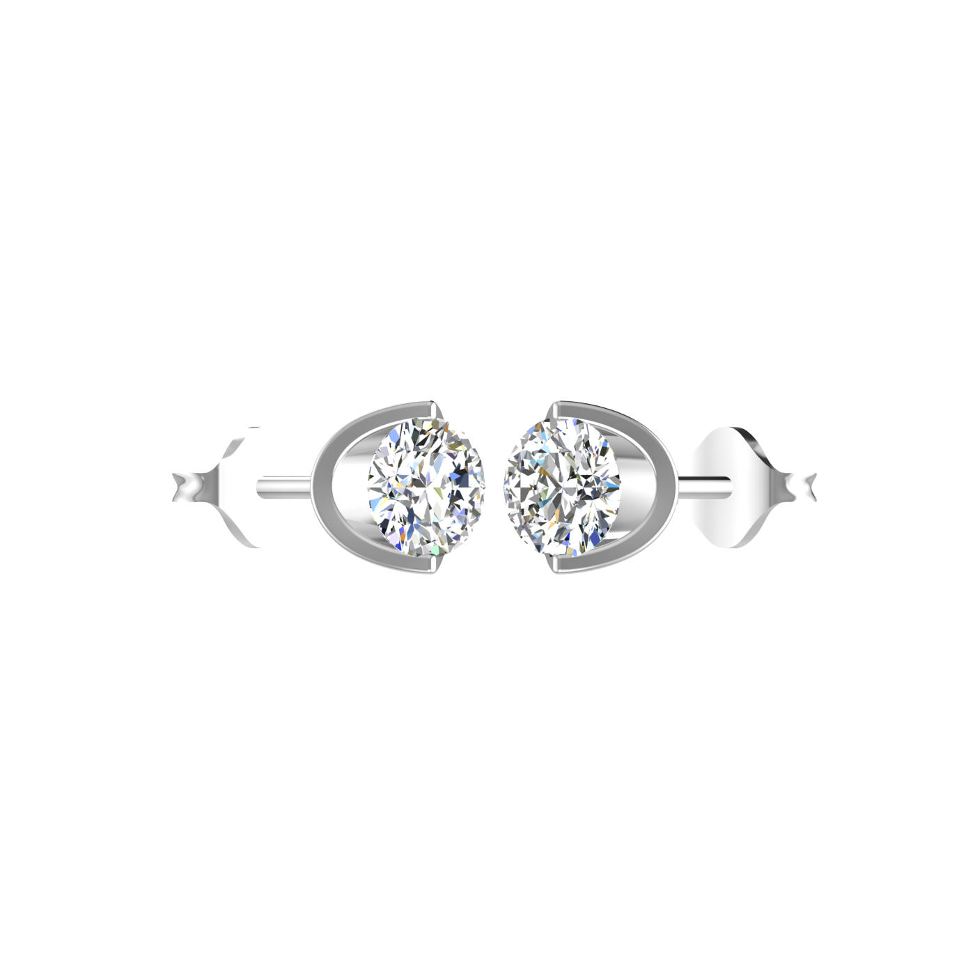 BEZEL SETTING 1 CARAT SOLITAIRE EARRING