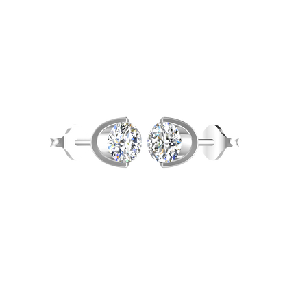 BEZEL SETTING 1 CARAT SOLITAIRE EARRING