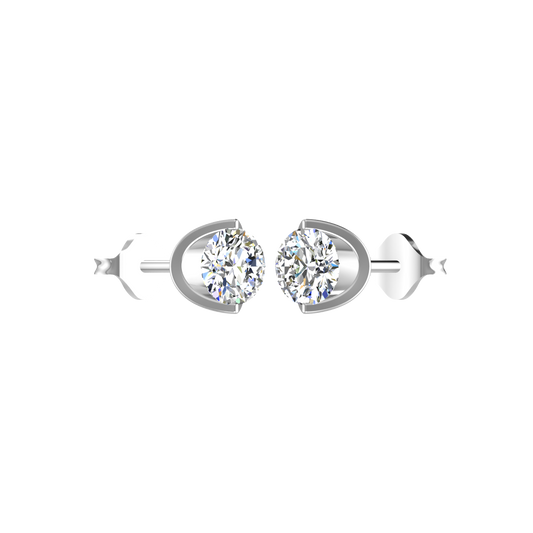 BEZEL SETTING 1 CARAT SOLITAIRE EARRING