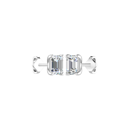 4 PRONG SMOUTH EDGE 0.25 CARAT EMERALD CUT DIAMOND EARRING