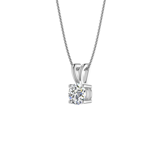 1 CT ROUND BRILLIANT DIAMOND SOLITAIRE PENDANT IN GOLD AND SILVER