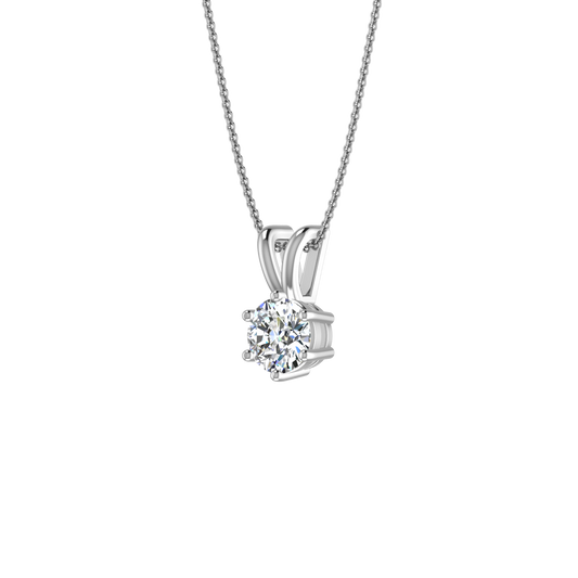 6 Prong Basket Round Diamond Solitaire Necklace